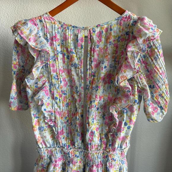 LoveShackFancy Natasha Blue Ditsy Floral Tiered Mini Dress Size M - Picture 11 of 14